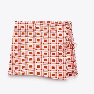 Zara Printed Linen Blend Skort